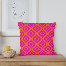 Cojín Decorativo Patrón de arte Ogee Ikat de verano rosa caliente n