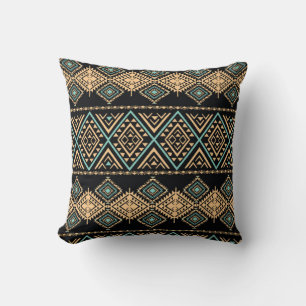 Cojín Decorativo Patrón de arte tribal. Impresión geométrica étnica
