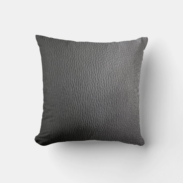 Cojín Decorativo Patrón de aspecto de cuero negro (Anverso)