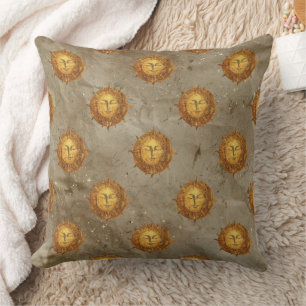 Cojín Decorativo Patrón de astrología del sol celestial vintage