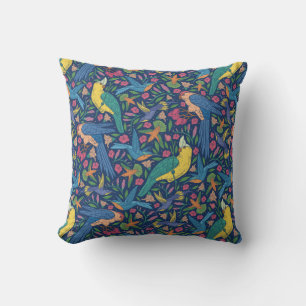 Cojín Decorativo Patrón de aves estilo Art Nouveau