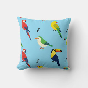 Cojín Decorativo Patrón de Aves Tropicales Coloridas