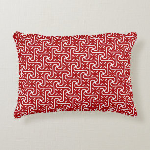 Cojín Decorativo patrón de azulejo egipcio, rojo oscuro y blanco