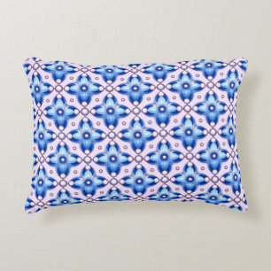 Cojín Decorativo Patrón de azulejo floral azul con acentos de perla