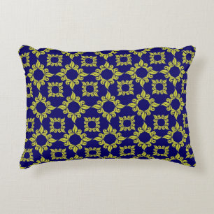 Cojín Decorativo Patrón de azulejo mediterráneo de lujo azul amaril