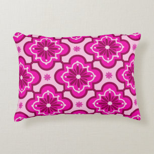 Cojín Decorativo patrón de azulejos marroquíes - Rosa fucsia