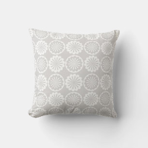 Cojín Decorativo Patrón de Baldosa en Círculo Remolino Blanco