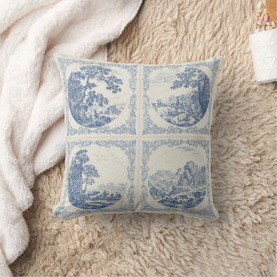 Cojín Decorativo Patrón de baldosas azules Delft vintage romántico