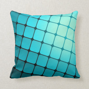 Cojín Decorativo Patrón de baldosas cuadradas azul turquesa