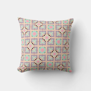 Cojín Decorativo Patrón de baldosas geométricas pastel Rosa menta