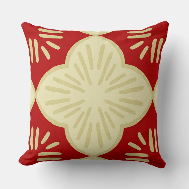 Cojín Decorativo Patrón de baldosas rojas (Anverso)