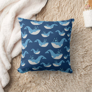 Cojín Decorativo Patrón de ballena de océano azul profundo