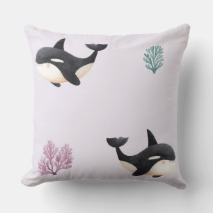 Cojín Decorativo Patrón de ballena orca linda para guardería de vid