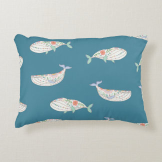 Cojín Decorativo Patrón de ballenas escandinavas, animales marinos