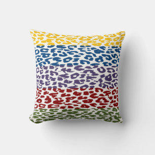 Cojín Decorativo Patrón de banda de piel de leopardo multicolor