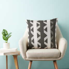 Cojín Decorativo Patrón de bandas triangulares de color blanco gris