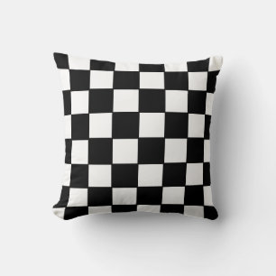 Cojín Decorativo Patrón de bandera a cuadros en blanco y negro