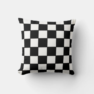 Cojín Decorativo Patrón de bandera a cuadros en blanco y negro