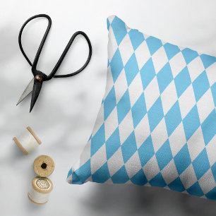 Cojín Decorativo Patrón de bandera bávara en rombo azul y blanco