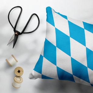 Cojín Decorativo Patrón de bandera de diamantes de Baviera azul y b