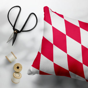 Cojín Decorativo Patrón de bandera de diamantes de Baviera roja y b
