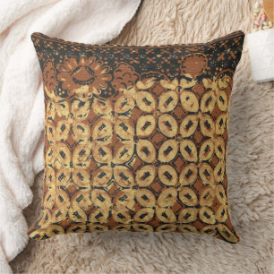 Cojín Decorativo Patrón de Batik Geométrico de Granos de Café Antig