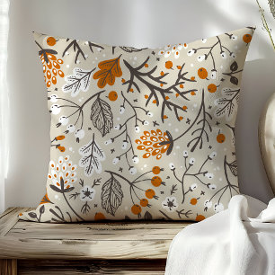 Cojín Decorativo Patrón de bayas, hojas y ramas de otoño