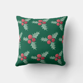 Cojín Decorativo Patrón de bayas Red/Green Holly