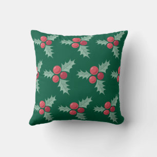 Cojín Decorativo Patrón de bayas Red/Green Holly