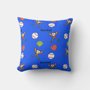 Cojín Decorativo Patrón de béisbol en azul