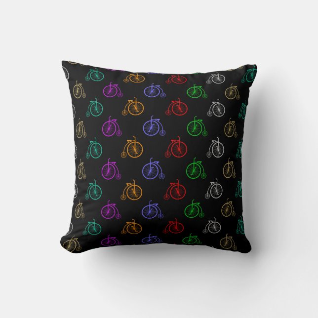 Cojín Decorativo Patrón de Bicicleta Retro (Anverso)