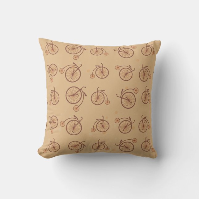 Cojín Decorativo Patrón de Bicicleta Retro (Anverso)