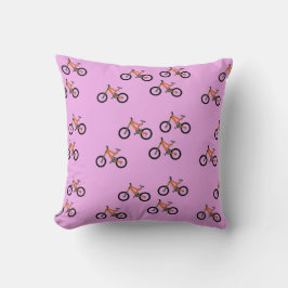 Cojín Decorativo Patrón de bicicletas en rosa