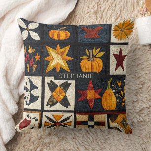 Cojín Decorativo Patrón de bloque de la pila de otoño Cosecha Rus