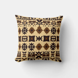 Cojín Decorativo Patrón de bloque tribal caribeño - Marrón terroso