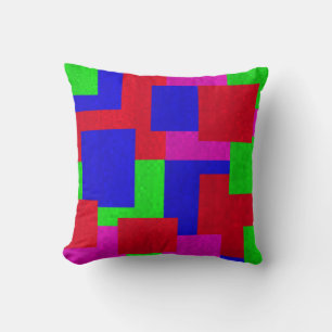 Cojín Decorativo Patrón de bloques abstractos de mosaico verde azul