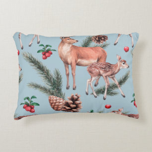 Cojín Decorativo patrón de boceto animal con conos de pino de cier