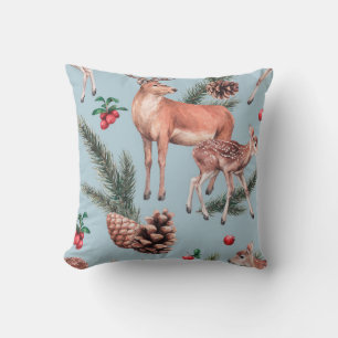 Cojín Decorativo patrón de boceto animal con conos de pino de cierv