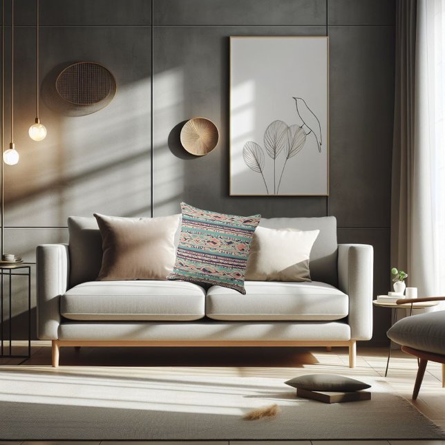 Cojín Decorativo Patrón de Boho (Modern boho pattern throw pillow.)