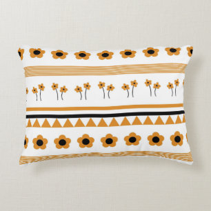 Cojín Decorativo Patrón de boho de triángulo de flor de banda de bo