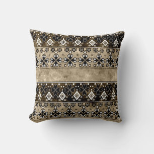 Cojín Decorativo Patrón de boho étnico. Viejo estampado de arte tri