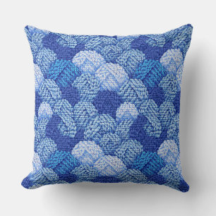 Cojín Decorativo patrón de bola de hilo azul