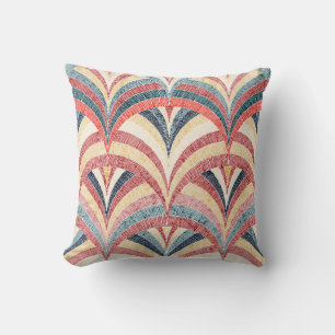 Cojín Decorativo Patrón de bordado sin foco. Huella bohemia ondulad