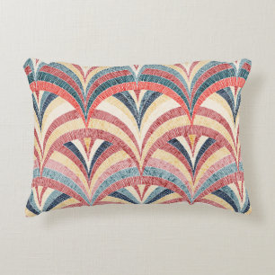 Cojín Decorativo Patrón de bordado sin foco. Huella bohemia ondulad