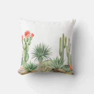 Cojín Decorativo Patrón de borde de color Cacti en flor