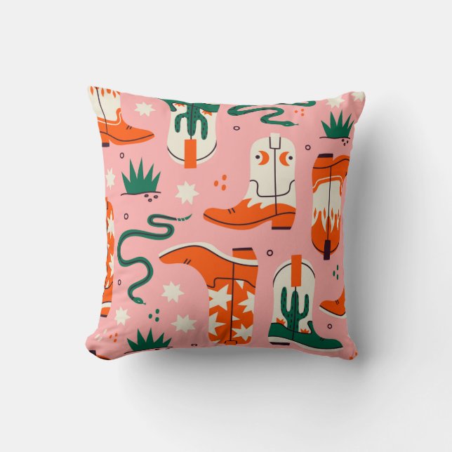 Cojín Decorativo Patrón de botas de vaquero variado (Anverso)