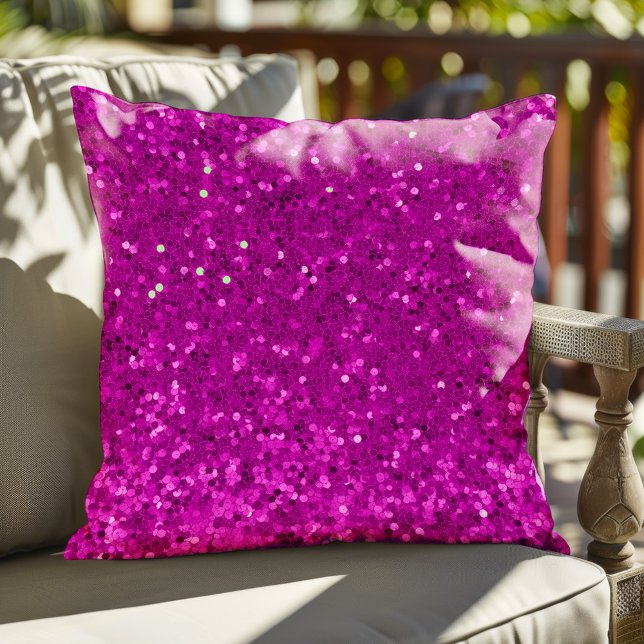 Cojín Decorativo Patrón de brillo falso glamuroso rosa profundo (Subido por el creador)