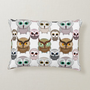 Cojín Decorativo Patrón de búhos ilustrados adorables