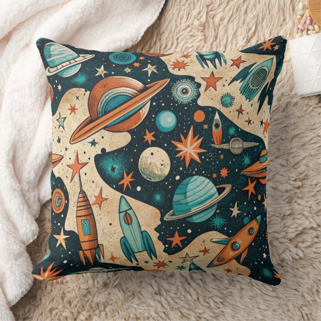 Cojín Decorativo Patrón de buques de cohetes de naves espaciales vi (Manta)