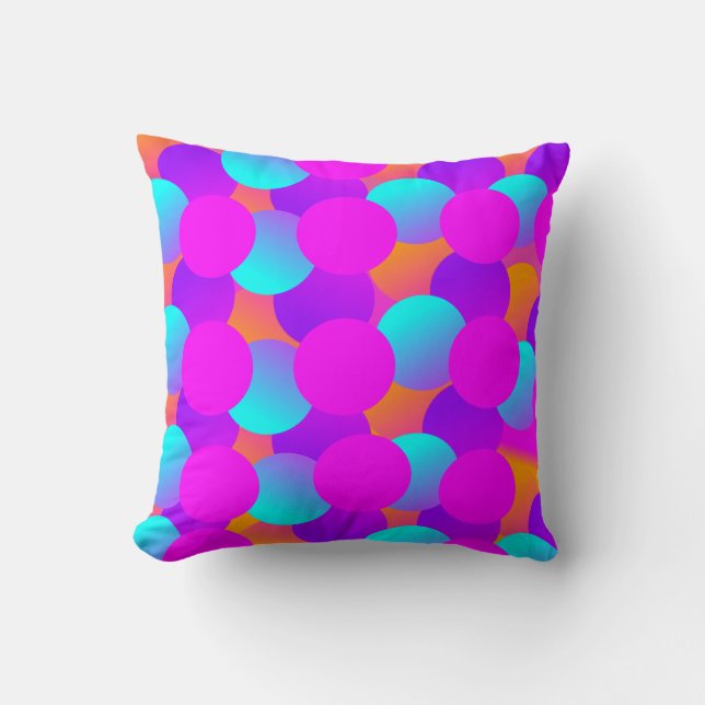 Cojín Decorativo Patrón de burbujas de puntos neón para niños Ombre (Anverso)